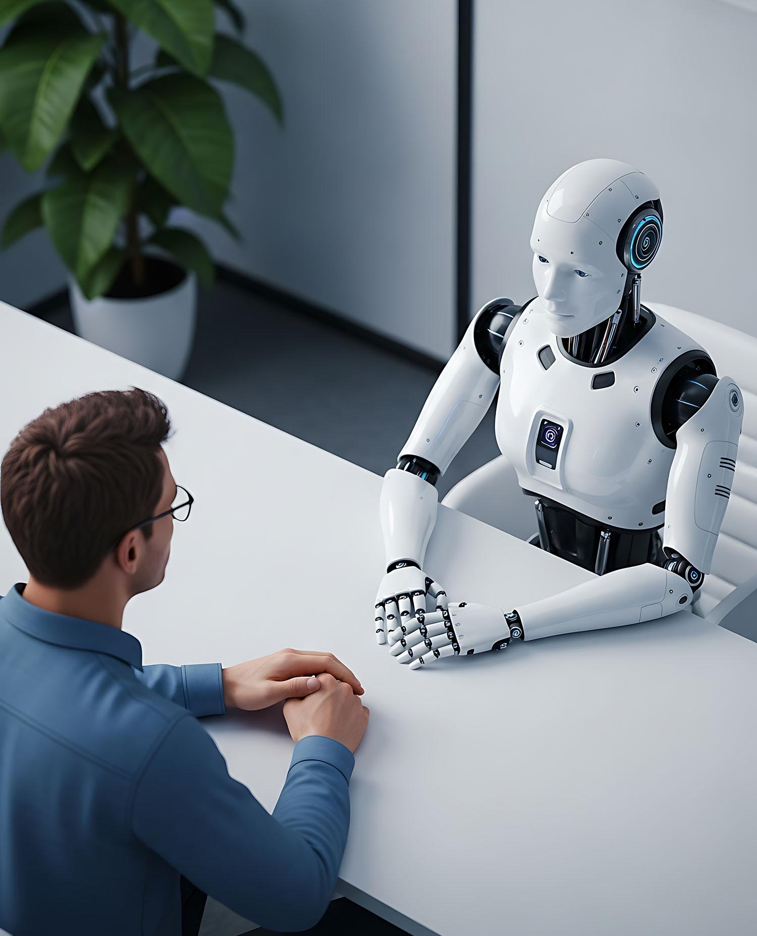 A person talking to a robot. Is this the future of AI assessments?
