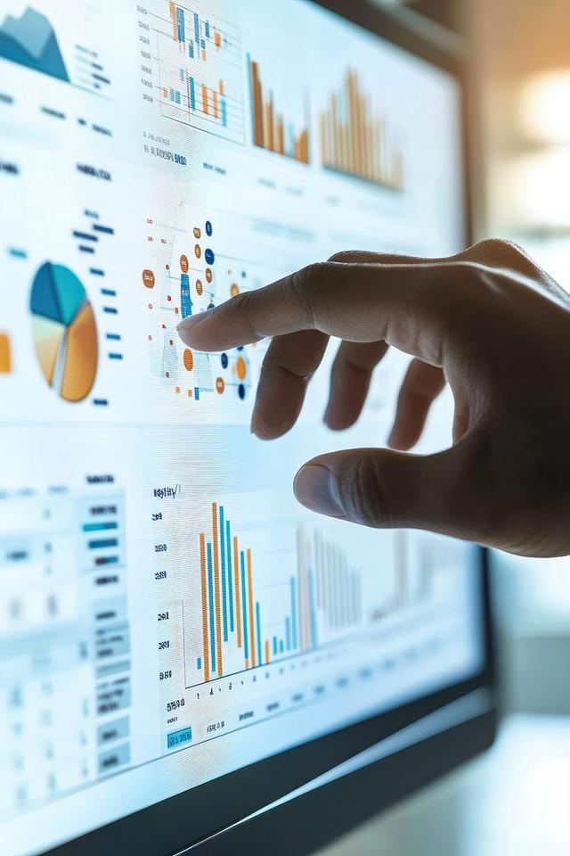 Data analytics dashboard on screen