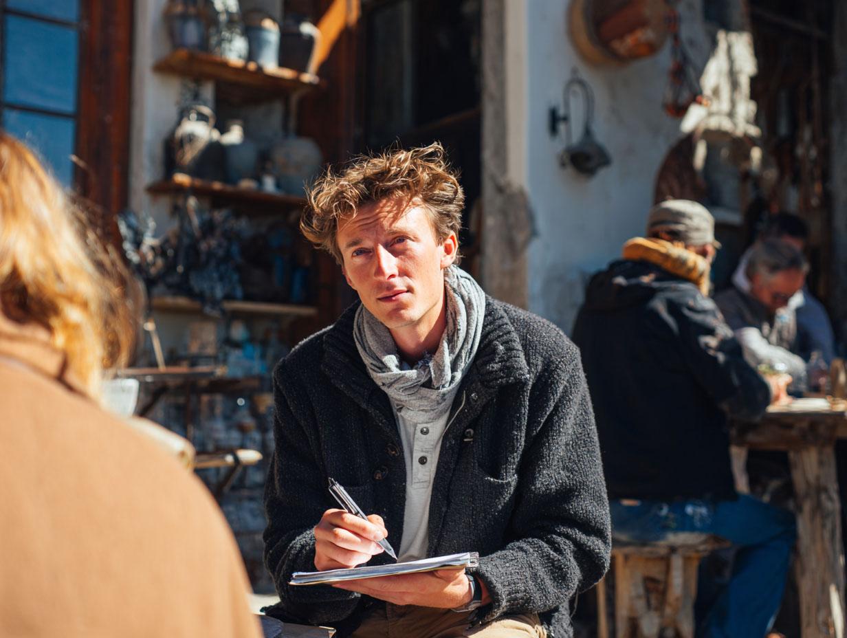 Founder genuinely listening to potential customers in their natural environment, taking notes about real problems