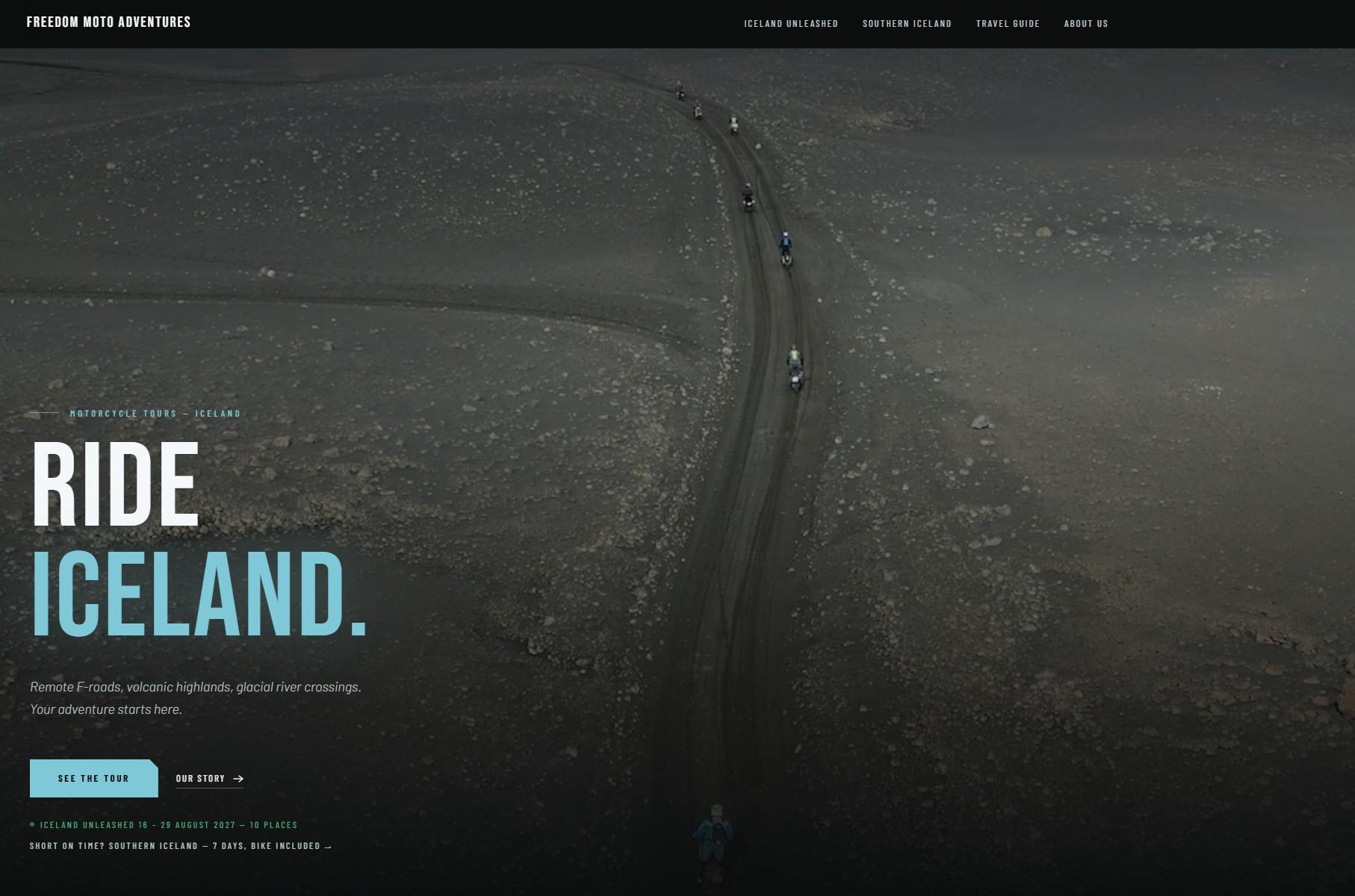 Freedom Moto Adventures: the tour website home page